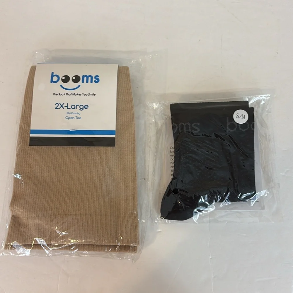 Booms  20-30 MmHg  Open toe Unisex Compression Socks 2XL Nude NWT